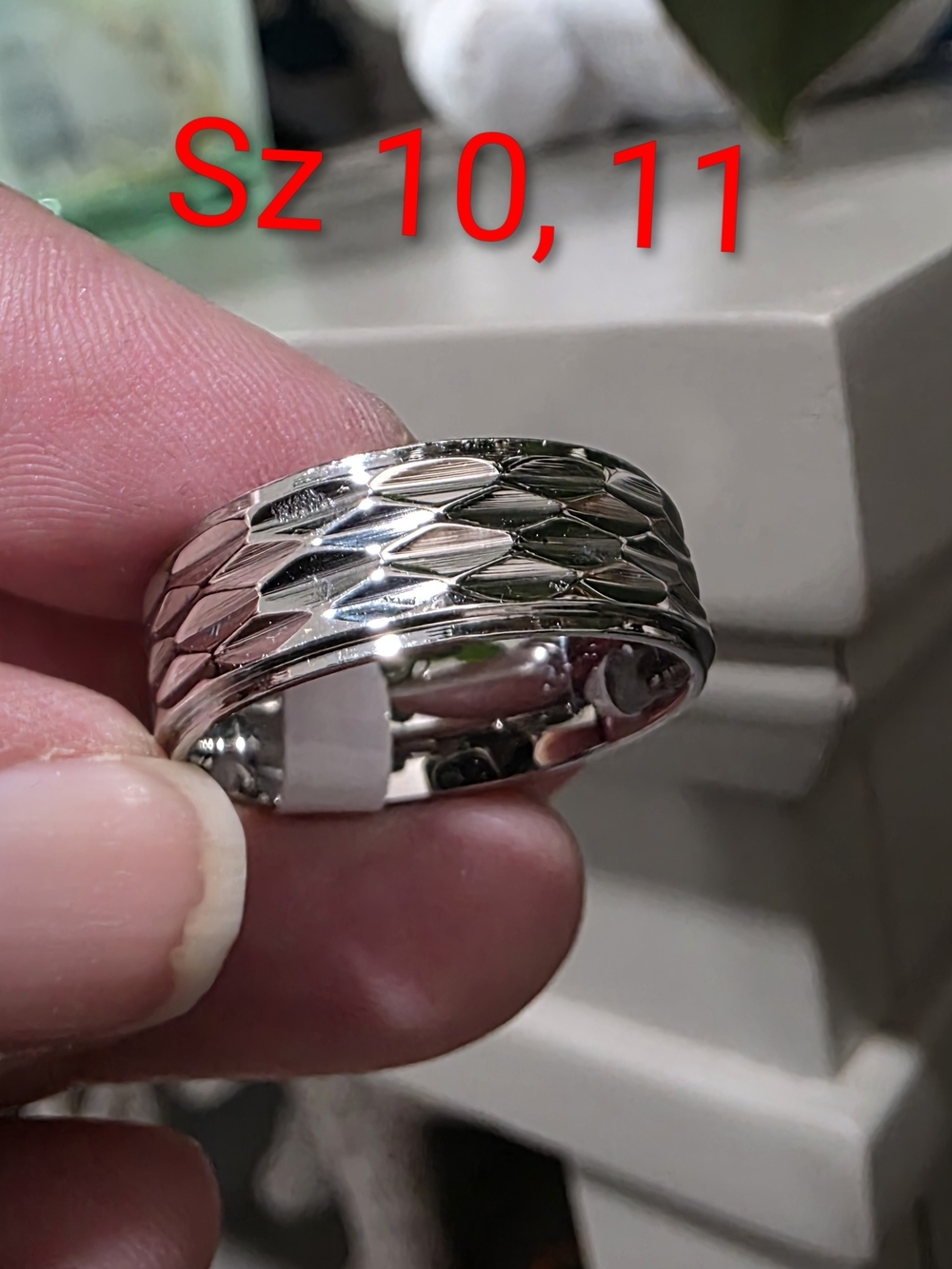 Sterling Silver Textured Band Ring - Silver